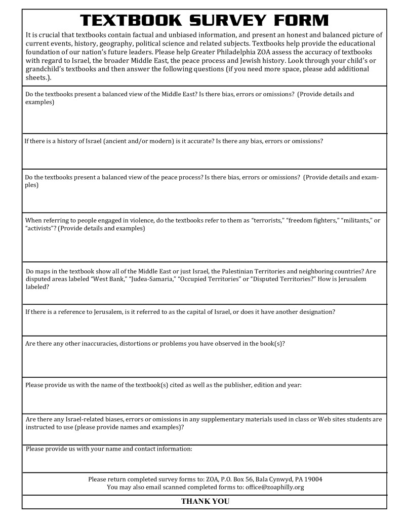 Textbook Survey Form - Greater Philadelphia